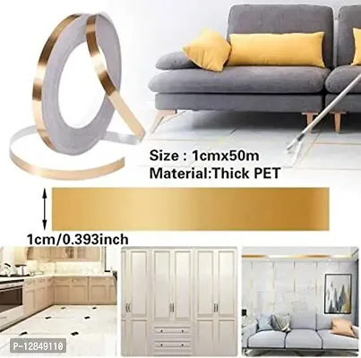 Tile Tape Gap Sealing For Floor Tape Waterproof, Gold Tile Tape For Walls Strip Stickers For Flooring, Self-Adhesive Sticker (Gold, 50 x 1 Cm)-thumb4