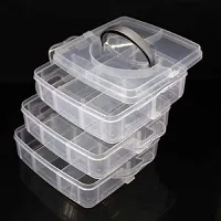 Vitzie 3 Layers 18 Grids Transparent Plastic Jewellery Organizer Storage Compartment Box (Multi Color)-thumb4