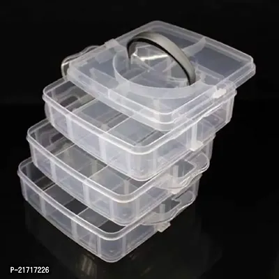 Vitzie 3 Layers 18 Grids Transparent Plastic Jewellery Organizer Storage Compartment Box (Multi Color)-thumb5