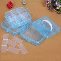 Vitzie 3-Tier 18 Sections Transparent Stackable Adjustable Compartment Slot Plastic Craft Storage Box Organizer for Jewelry Accessory Drawer Colour May Very (Medium),-thumb4