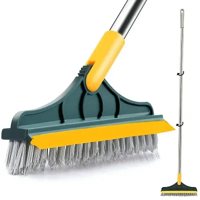 Floor Scrub Brush with Long Handle Stiff Bristle Brush Scrubber
