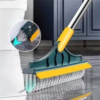 2 in 1 Floor Brush Scrubber with Long Handle Upgrade 3 Poles 53.5'' Grout Brush Scrape Stiff Bristle Cleaning Scrub Brush with Squeegee 120?Rotating Tile Brush for Cleaning Bathroom Glass Kitchen-thumb2