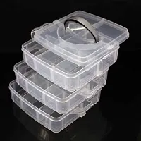 Vitzie 3-Tier 18 Sections Transparent Stackable Adjustable Compartment Slot Plastic Craft Storage Box Organizer for Jewelry Accessory Drawer Colour May Very (Medium),-thumb1