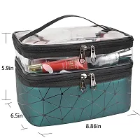 MKPCW Makeup Bags Double layer Travel Cosmetic Cases Make up Organizer Toiletry Bags (Dark green)-thumb1