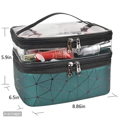 MKPCW Makeup Bags Double layer Travel Cosmetic Cases Make up Organizer Toiletry Bags (Dark green)-thumb2