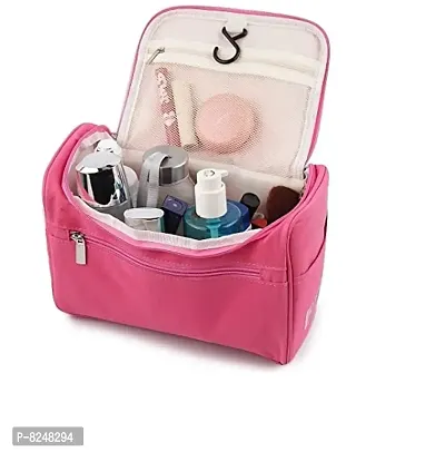 Travel Toiletry Case For Men And Women Makeup Organizer Cosmetic Case Bag Household Grooming Kit Storage Travel Makeup Bag with Hook Travel Toiletry Kit  (Pink)-thumb0