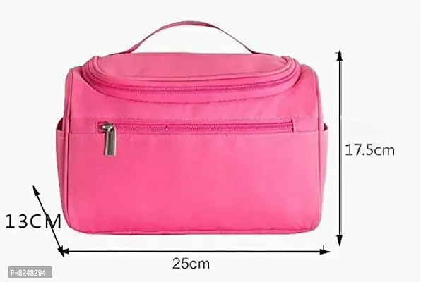 Travel Toiletry Case For Men And Women Makeup Organizer Cosmetic Case Bag Household Grooming Kit Storage Travel Makeup Bag with Hook Travel Toiletry Kit  (Pink)-thumb3