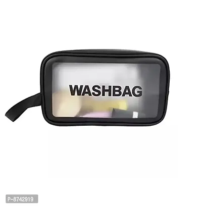 Cosmetic Bag Pouch Transparent Pvc Wash Bag with Handle  (Black)