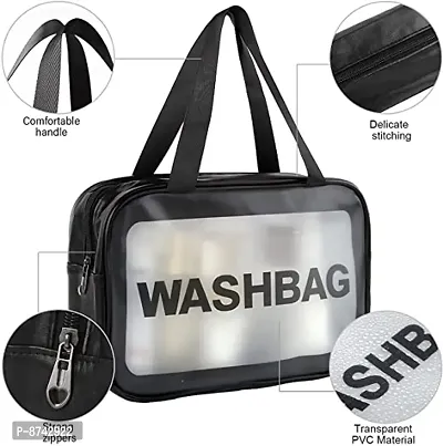 WashBag Cosmetic Bag, Makeup Bag, Portable Makeup Travel Bag for Women  (Black)-thumb2