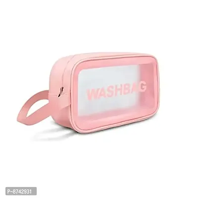 PVC Zipper Cosmetic Travel Toiletry Makeup Wash Bag Organizer Carry Pouch  (Pink)-thumb0