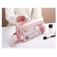 PVC Zipper Cosmetic Travel Toiletry Makeup Wash Bag Organizer Carry Pouch  (Pink)-thumb1