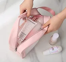 PVC Zipper Cosmetic Travel Toiletry Makeup Wash Bag Organizer Carry Pouch  (Pink)-thumb2