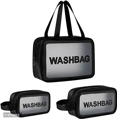 Outdoor Cosmetic Zipper Makeup Wash Bag Organizer Carry Pouch Bag Set Travel Toiletry Kit  Pack of 3