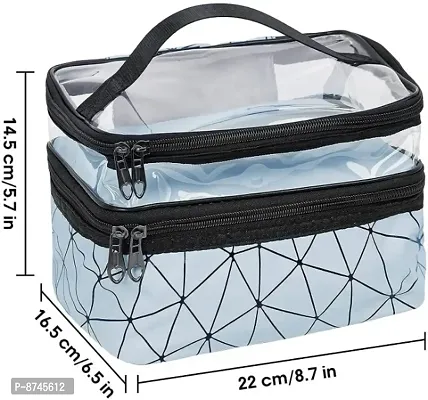 Makeup Bags Double Layer Travel Bag Make up Toiletry Bags Blue-thumb3