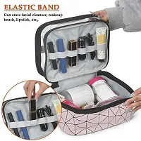 Travel Cosmetic Makeup Bags Organizer Toiletry Pouch 2 Zipper Double Layer Travel Toiletry Kit  (Pink)-thumb2