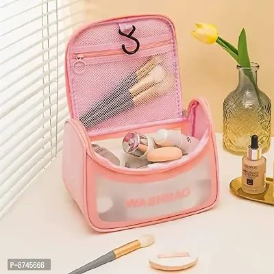Toiletry Bag, Wash Make Up Bag PVC Waterproof Zippered Cosmetic Bag Carry Pouch Travel Toiletry Kit  (Pink)