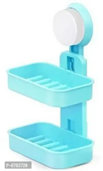 Double Layer Soap Box Suction Cup Holder Rack