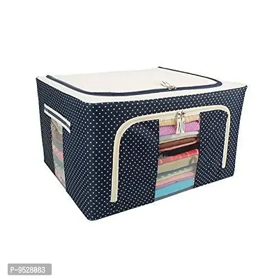 66 LTR Foldable Steel Frame Cloths Zip Organizer Bag and Oxford Fabric Storage Living Cover Boxes For Wardrobe Shelves Clothes, Sarees, Bed Sheet, Blanket(PACK OF 1) (66 LTR)-thumb0