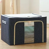 66 LTR Foldable Steel Frame Cloths Zip Organizer Bag and Oxford Fabric Storage Living Cover Boxes For Wardrobe Shelves Clothes, Sarees, Bed Sheet, Blanket(PACK OF 1) (66 LTR)-thumb4