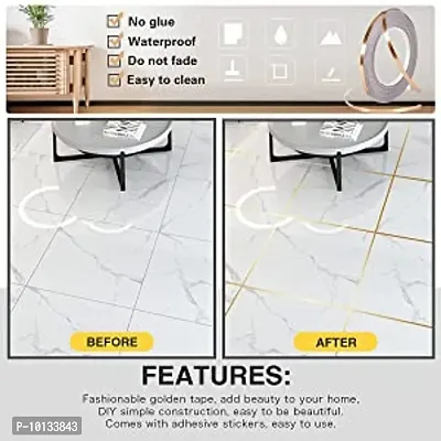 Tile tape gap sealing for floor tape waterproof, gold tile tape for walls strip stickers for flooring,Self-Adhesive sticker (Gold, 50 * 1cm)-thumb4