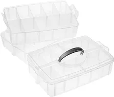 30 Grid Foldable 3 Layer Transparent Storage Box for Girls Plastic Makeup Storage Box  (White)-thumb1