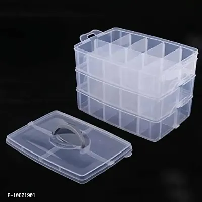 30 Grid Foldable 3 Layer Transparent Storage Box for Girls Plastic Makeup Storage Box  (White)-thumb3