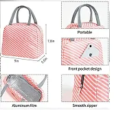 Lunch Tiffin Bag Box Insulated Thermal for School College Office Lines Waterproof Lunch Bag  (Pink, 5 L)-thumb1