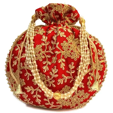 Ethnic Embroidered Silk Potli for Women