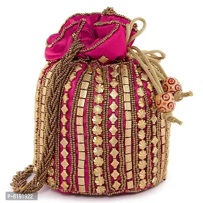 Designer Rajasthani Style Royal Silk Embroidered Rani Potli bag-thumb0