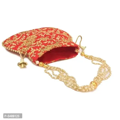 Designer Rajasthani Style Royal Silk Embroidered Potli bag-thumb2