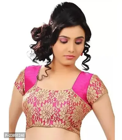 Reliable Pink Silk Phantom Self Design Blouses For Women-thumb0