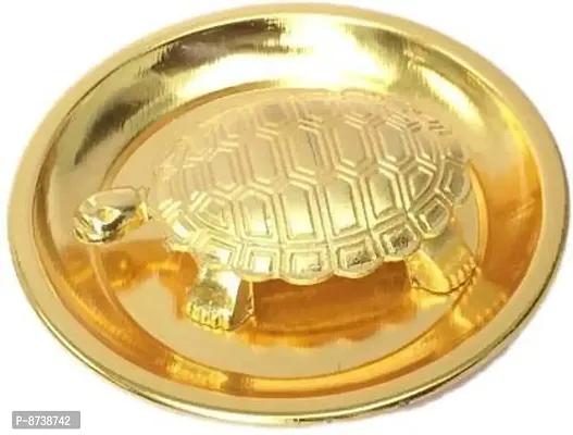 Vastu Feng Shui Metal Turtle Tortoise Plate for Good Luck (4-Inch) Set of 1-thumb0