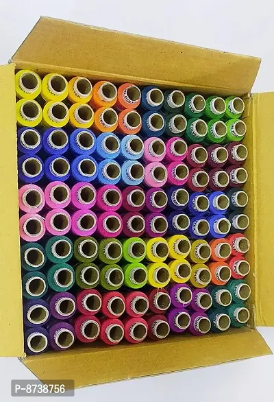 Dripta Polyester Blend 100 Sewing Threads Spool (Multicolour, 150 m Each)-thumb0