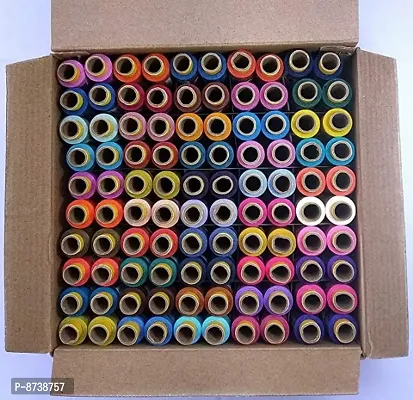 Dripta Polyester Blend 100 Sewing Threads Spool (Multicolour, 150 m Each)-thumb0