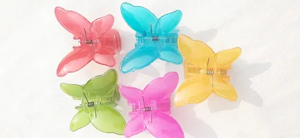Dripta Butterfly Frosted Colors Plastic Hair Barrette Clip Claw Clutcher Jaw Clamp Hair Accessories For Women  Girls (Pack of 5)