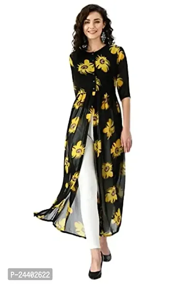 Stylish georgette Black Printed Dress For Women-thumb0