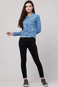 Sarvayoni Womens Denim Collar Neck Jacket-thumb4