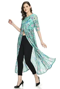 Green Georgette A Line Dresses For Women-thumb2