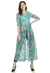Green Georgette A Line Dresses For Women-thumb1