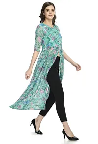 Green Georgette A Line Dresses For Women-thumb3