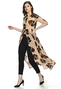 Stylish Georgette Beige Printed Dress For Women-thumb1