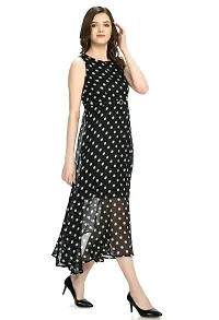 Stylish Georgette Round Neck Sleeveless Black Dress For Women-thumb2