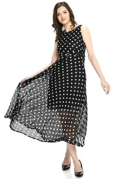 Sarvayoni Womens Georgette Key Hole Dress