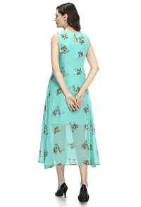 Stylish Georgette Round Neck Sleeveless Sky Blue Dress For Women-thumb3