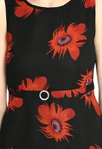 Stylish Georgette Round Neck Sleeveless Black Dress For Women-thumb4
