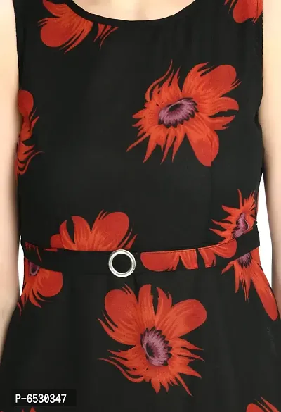 Stylish Georgette Round Neck Sleeveless Black Dress For Women-thumb5