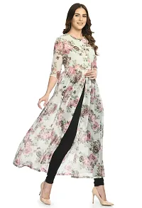 Elegant Georgette Floral Print Front Open Dress For Women-thumb2