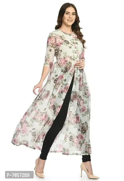 Elegant Georgette Floral Print Front Open Dress For Women-thumb3
