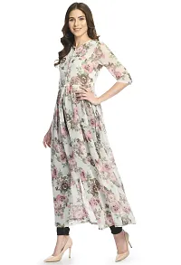 Elegant Georgette Floral Print Front Open Dress For Women-thumb1