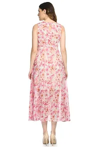 Elegant Georgette Pink Floral Print Maxi Dress For Women-thumb4